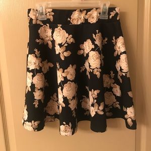 Black and pink floral skater/A-line skirt size M